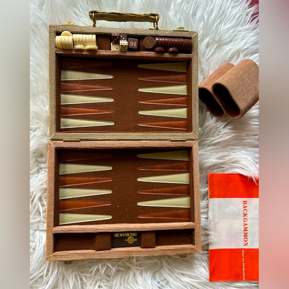 Vintage SKOR-MOR Backgammon Set – 1970s Travel Game with Case, Dice, Cups MCM - Picture 1 of 11